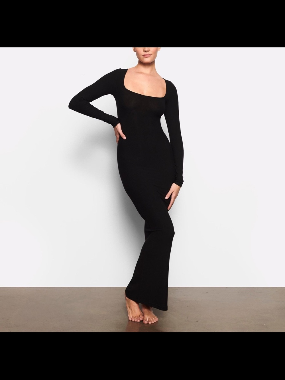 SKIMS soft long sleeve dress Onyx